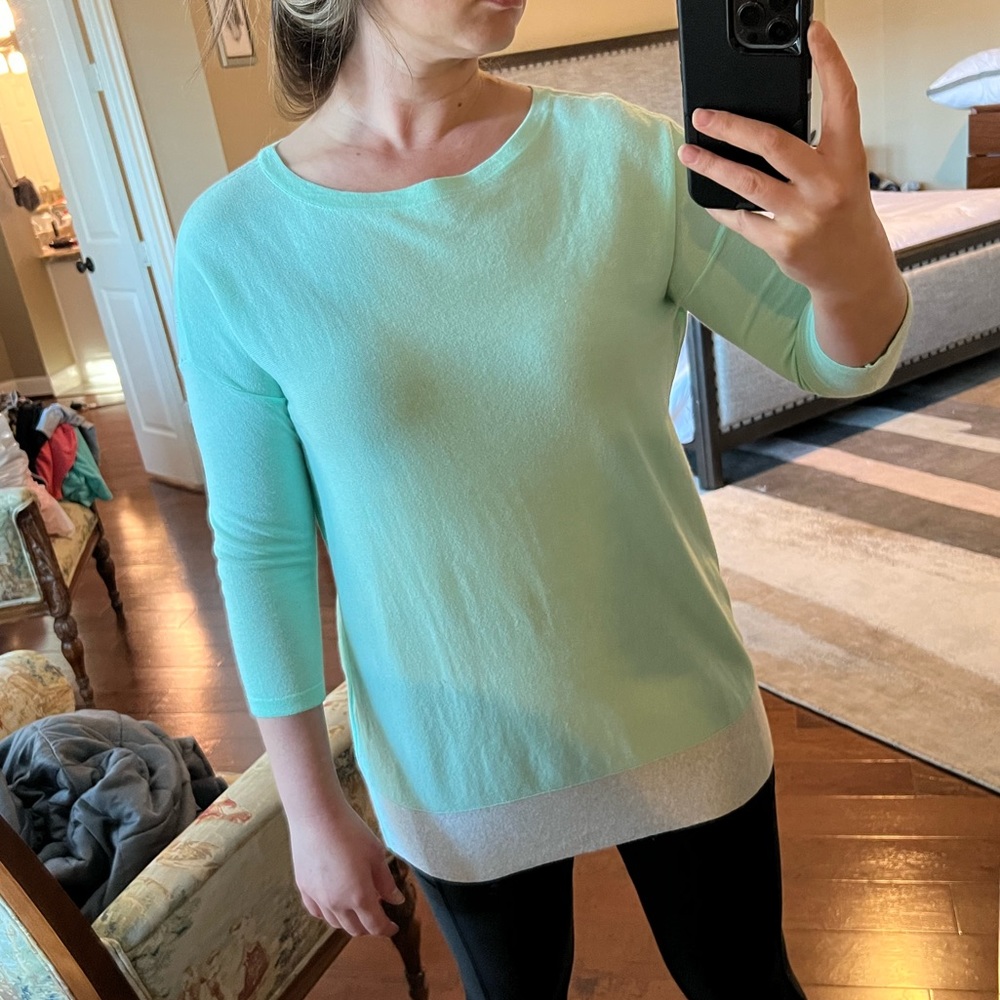 Seafoam green with grey trim